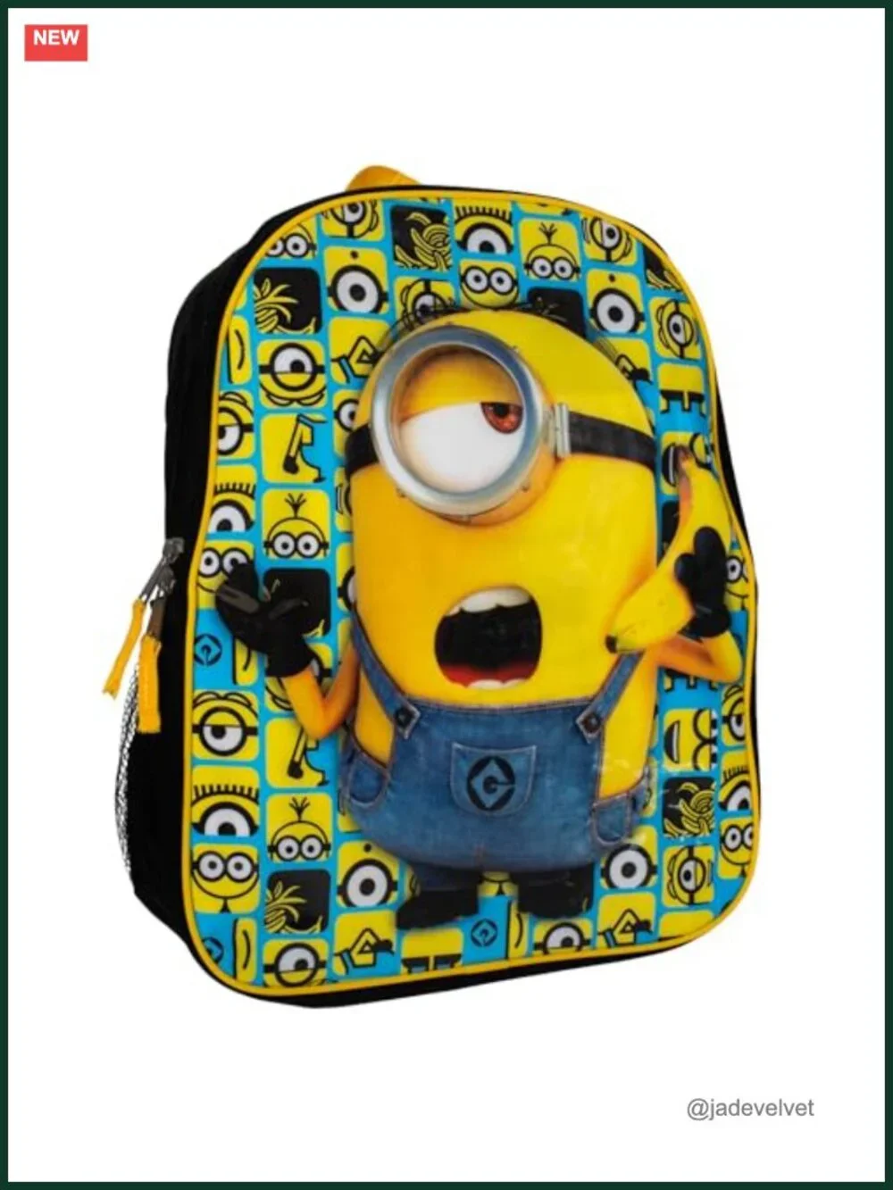 Kids Minion Backpack with Padded Straps, Polyester School Daypack